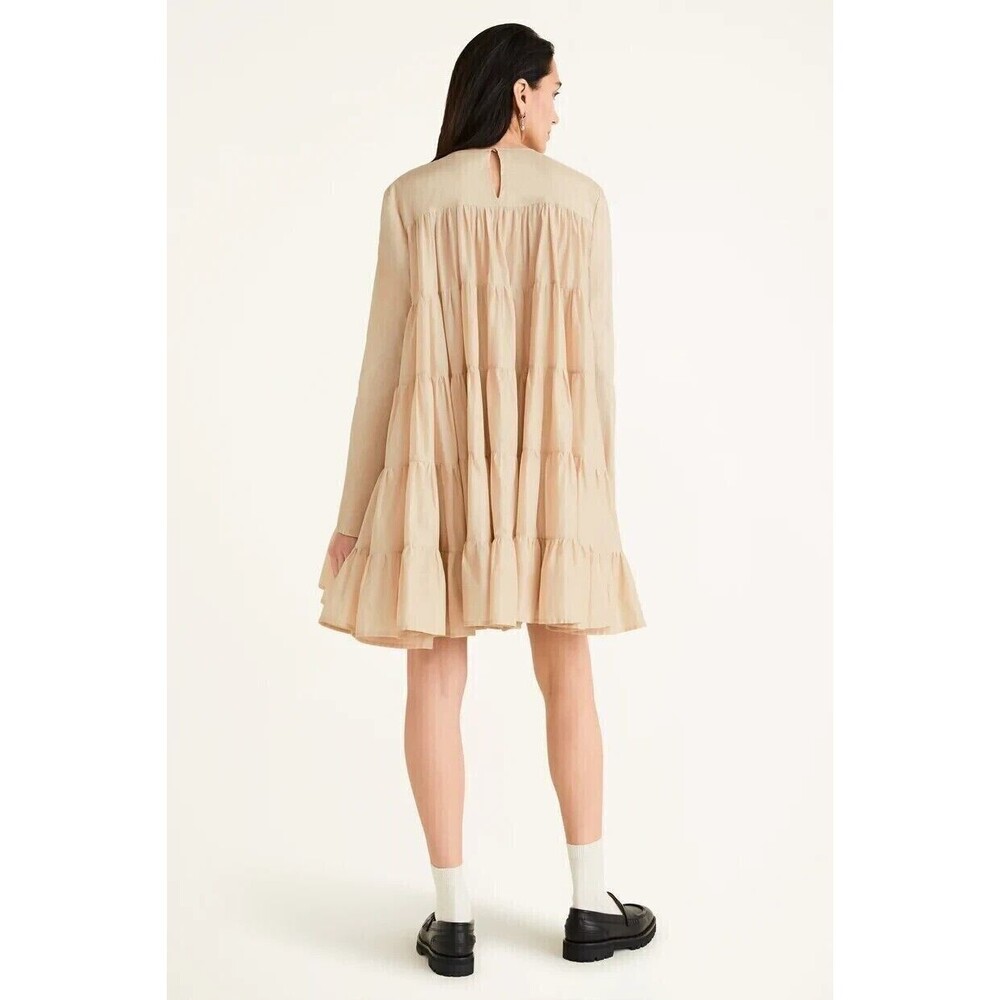 Merlette Soliman Mini Dress Long Sleeve Tiered Flared Swing Cotton M 270443 - Picture 4 of 8